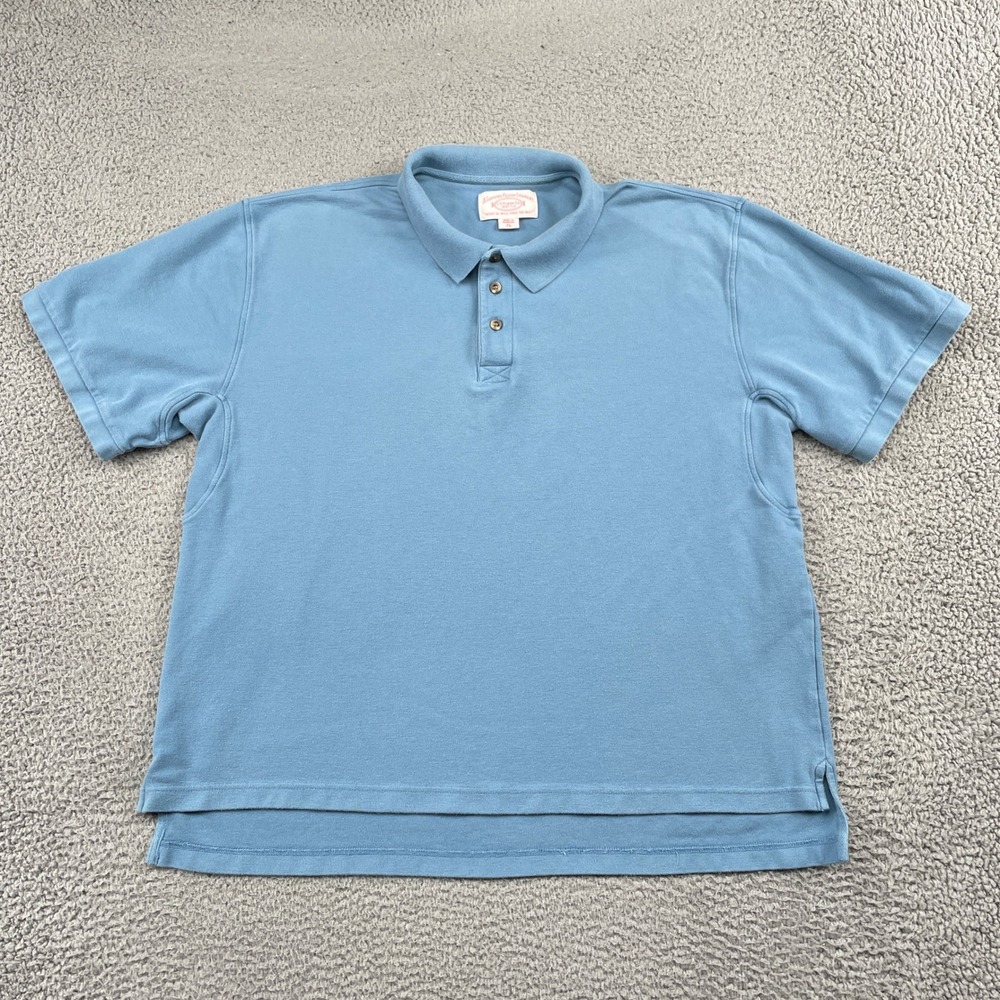 Filson Polo Shirt Mens XL Blue 10104 Pique Cotton Short Sleeve Classic Casual
